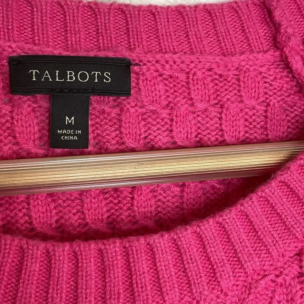 Talbots Lambswool Blend Pink Knit Sweater Size M